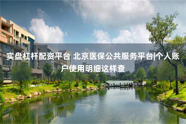 实盘杠杆配资平台 北京医保公共服务平台|个人账户使用明细这样查